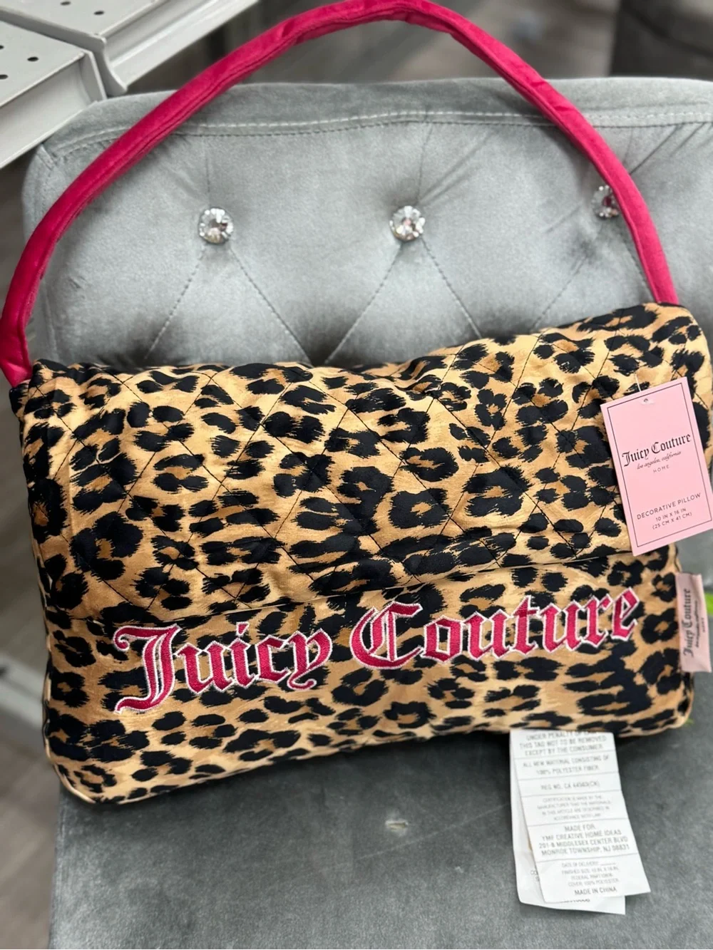 Juicy Couture Leopard pillow in Pink Accent